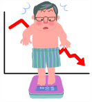 イラスト：体重計に乗る男性