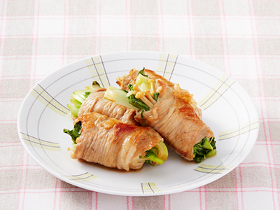 青梗菜とえのきだけの豚肉巻き　照り焼き